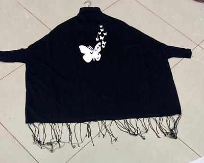 Women's Polyester Butterfly Printed Poncho Cape Shawl thumbnail 2