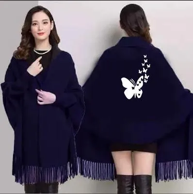 Women's Fleece Printed Cape Shawl