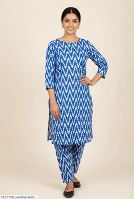 2 Pcs Women's Unstitched 3-D Block Printed Suit