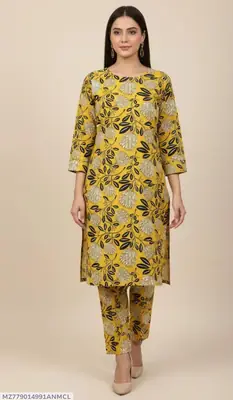 2 Pcs Women's Unstitched 3-D Block Printed Suit