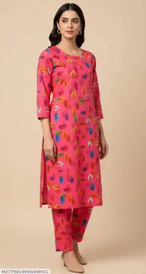 2 Pcs Women's Unstitched 3-D Block Printed Suit