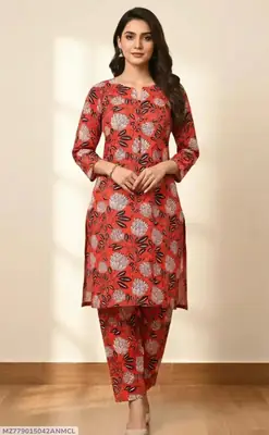 2 Pcs Women's Unstitched 3-D Block Printed Suit