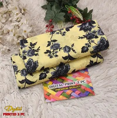 2 Pcs Women's Unstitched 3-D Block Printed Suit thumbnail 2