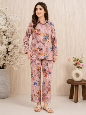 2 Pcs Women's Unstitched 3-D Block Printed Suit