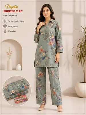 2 Pcs Women's Unstitched 3-D Block Printed Suit