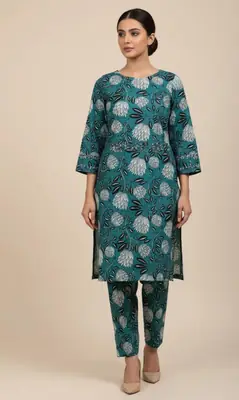 2 Pcs Women's Unstitched 3-D Block Printed Suit