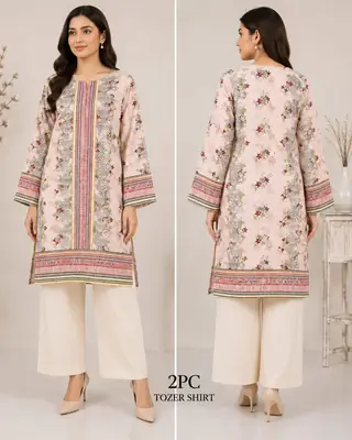 2 Pcs Women's Unstitched 3-D Block Printed Suit