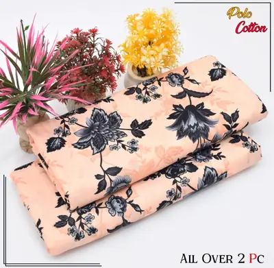 2 Pcs Women's Unstitched 3-D Block Printed Suit thumbnail 2
