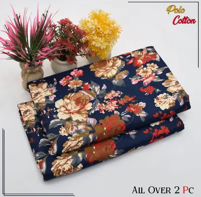 2 Pcs Women's Unstitched 3-D Block Printed Suit thumbnail 2