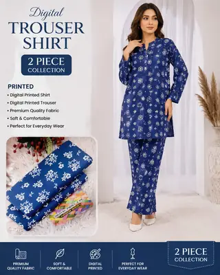 2 Pcs Women's Unstitched 3-D Block Printed Suit