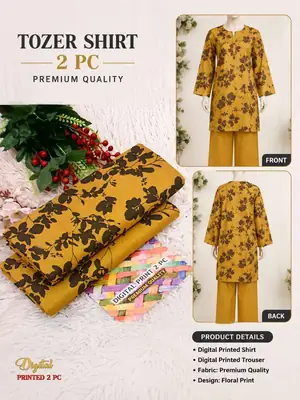 2 Pcs Women's Unstitched 3-D Block Printed Suit