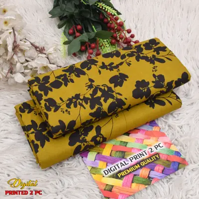 2 Pcs Women's Unstitched 3-D Block Printed Suit thumbnail 2