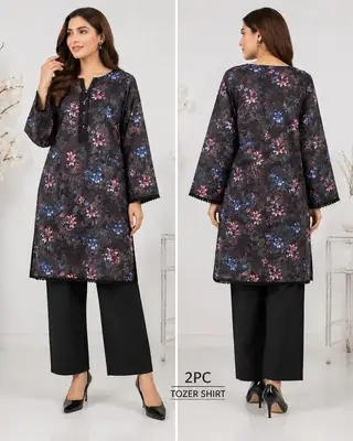 2 Pcs Women's Unstitched 3-D Block Printed Suit