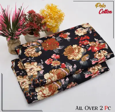 2 Pcs Women's Unstitched 3-D Block Printed Suit thumbnail 2
