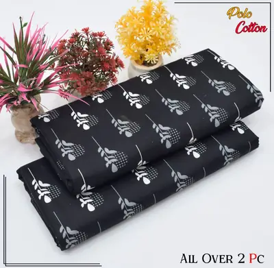2 Pcs Women's Unstitched 3-D Block Printed Suit thumbnail 2