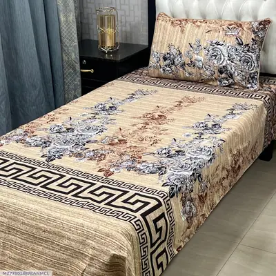 2 Pcs Crystal Cotton Printed Single Bedsheet
