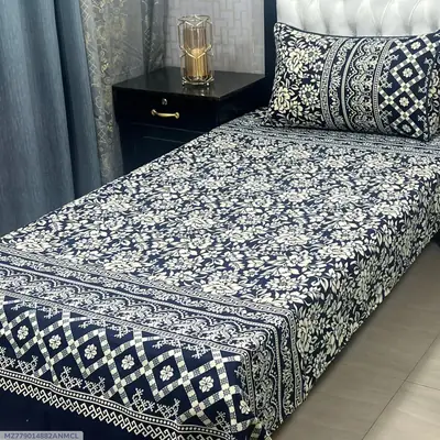 2 Pcs Crystal Cotton Printed Single Bedsheet