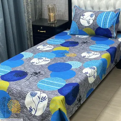 2 Pcs Crystal Cotton Printed Single Bedsheet