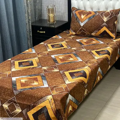 2 Pcs Crystal Cotton Printed Single Bedsheet