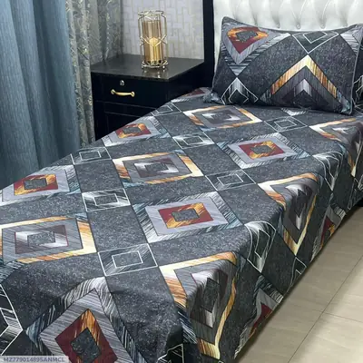 2 Pcs Crystal Cotton Printed Single Bedsheet