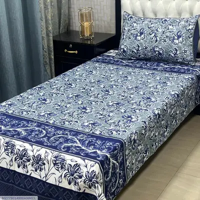 2 Pcs Crystal Cotton Printed Single Bedsheet