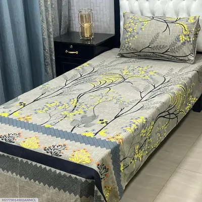 2 Pcs Crystal Cotton Printed Single Bedsheet