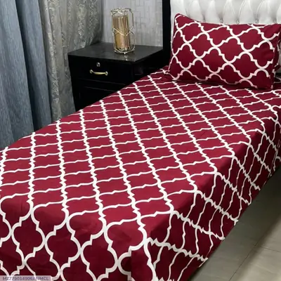 2 Pcs Crystal Cotton Printed Single Bedsheet