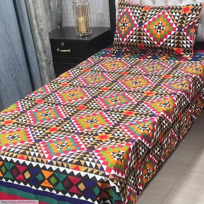 2 Pcs Crystal Cotton Printed Single Bedsheet