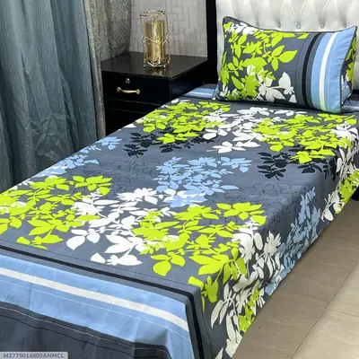2 Pcs Crystal Cotton Printed Single Bedsheet