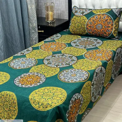 2 Pcs Crystal Cotton Printed Single Bedsheet