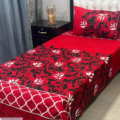 2 Pcs Crystal Cotton Printed Single Bedsheet