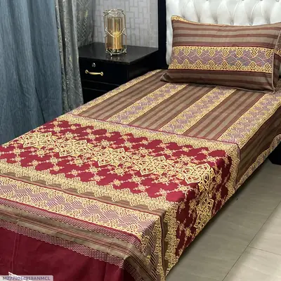 2 Pcs Crystal Cotton Printed Single Bedsheet