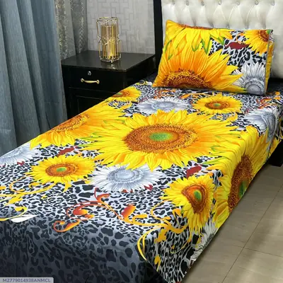 2 Pcs Crystal Cotton Printed Single Bedsheet
