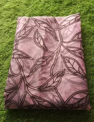 Purple 3-D Block Printed Organza Gown Dress for Women thumbnail 2