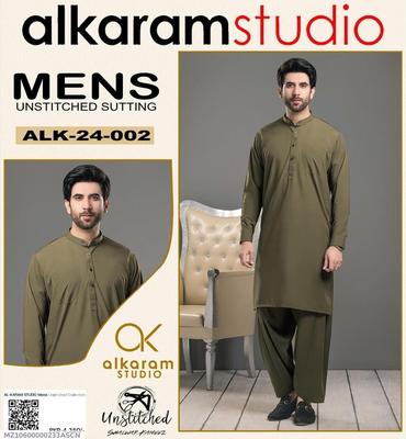 Men's Unstitched Suit Olive Green Wash & Wear thumbnail 3