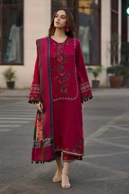 3 Pcs Women's Unstitched Embroidered Suit