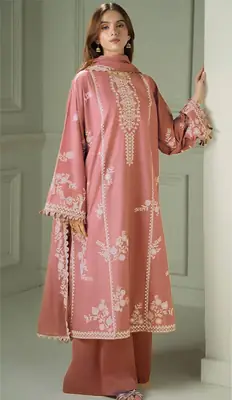 3 Pcs Women's Unstitched Embroidered Suit