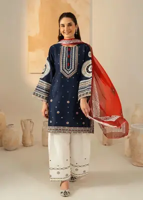 3 Pcs Women's Unstitched Embroidered Suit