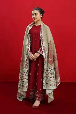 3 Pcs Women's Unstitched Embroidered Suit