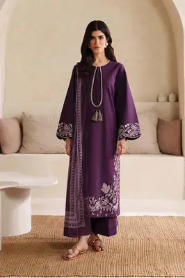 3 Pcs Women's Unstitched Embroidered Suit