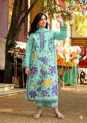 3 Pcs Women's Unstitched Embroidered Suit