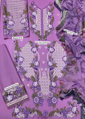 3 Pcs Women's Unstitched Embroidered Suit thumbnail 2