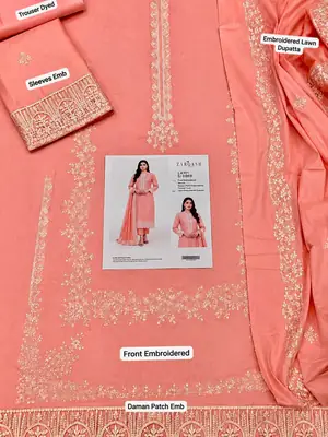 3 Pcs Women's Unstitched Embroidered Suit thumbnail 2