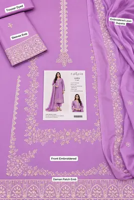3 Pcs Women's Unstitched Embroidered Suit thumbnail 2