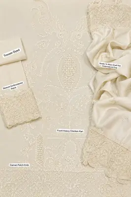 3 Pcs Women's Unstitched Chikankari Embroidered Suit thumbnail 2