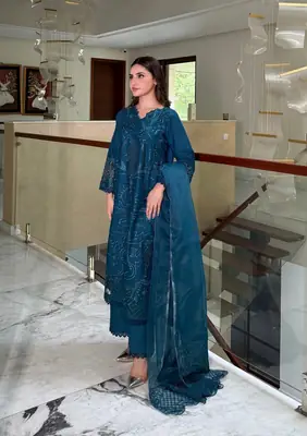 3 Pcs Women's Unstitched Chikankari Embroidered Suit