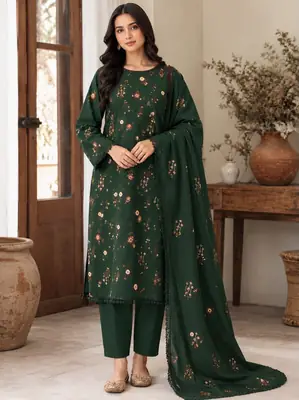 3 Pcs Women's Unstitched Embroidered Suit