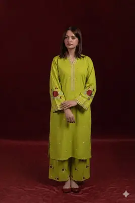 2 Pcs Women's Unstitched Embroidered Suit