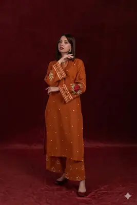 2 Pcs Women's Unstitched Embroidered Suit