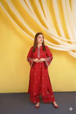 2 Pcs Women's Unstitched Embroidered Suit